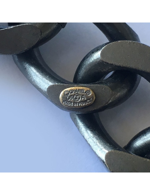  CHANEL ruthenium chain and pearly beads belt-necklace