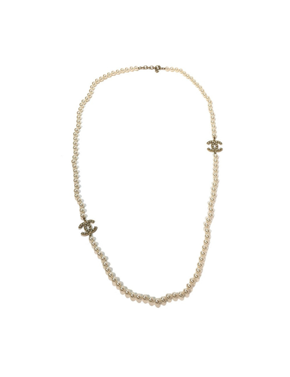 Sautoir CHANEL perles nacrées et "CC"