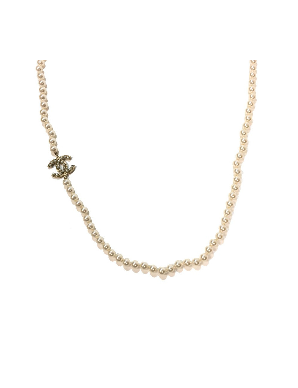 Sautoir CHANEL perles nacrées et "CC"