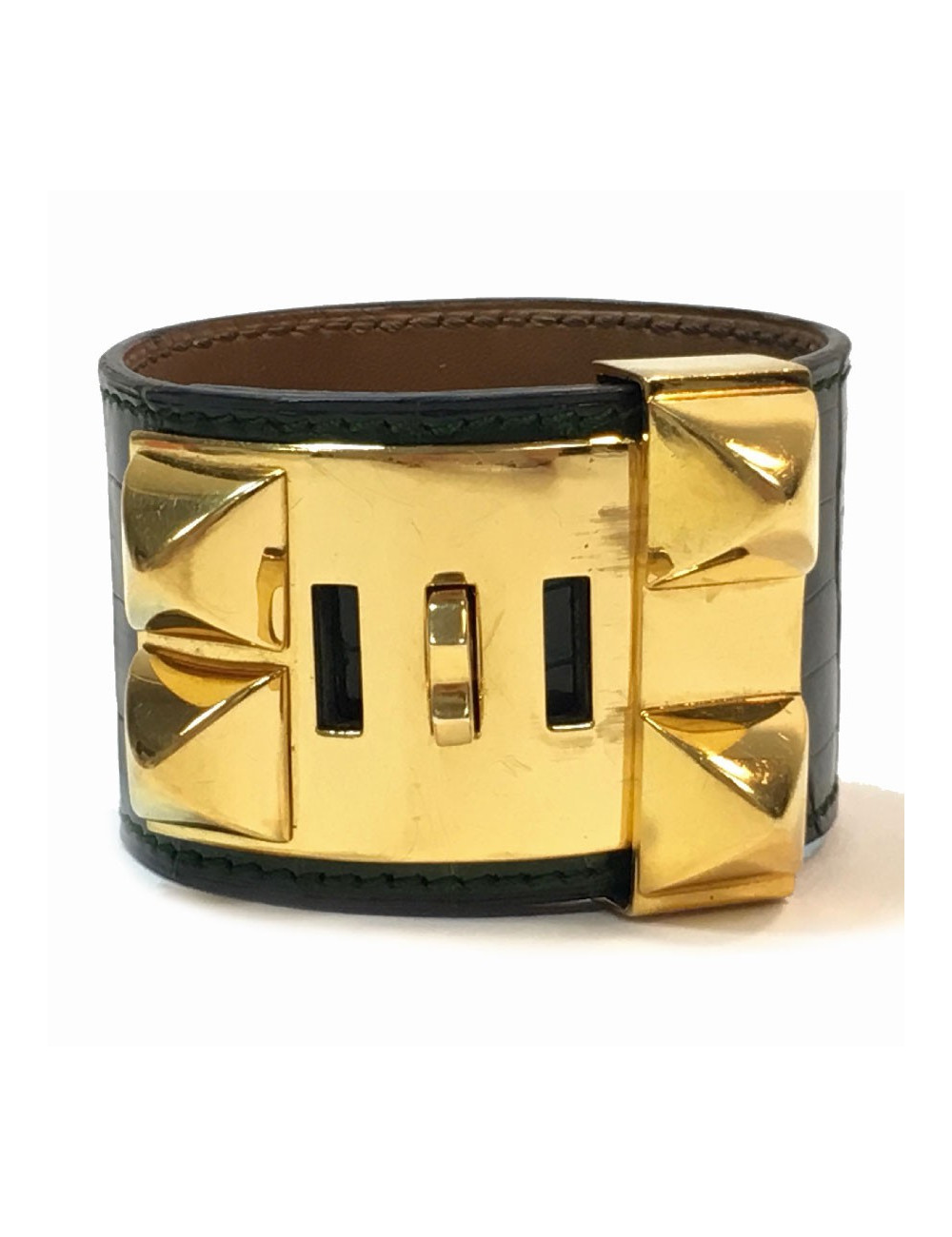 Manchette HERMES Crocodile vert émeraude