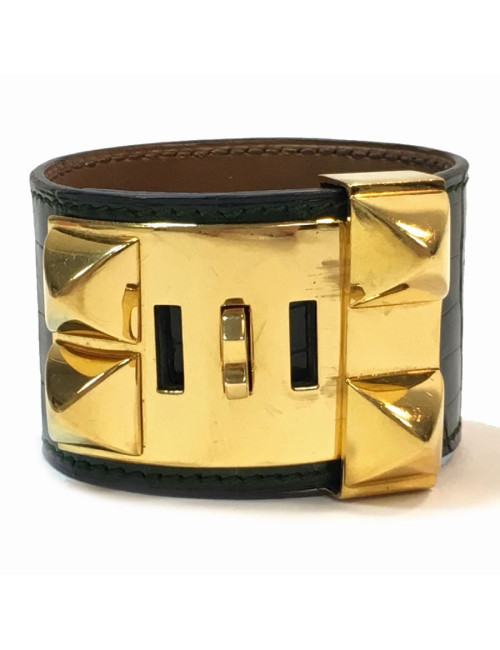 Manchette HERMES Crocodile vert émeraude