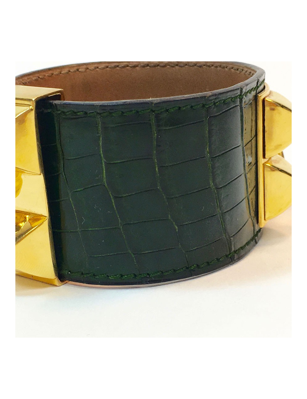 Manchette HERMES CDC en crocodile vert émeraude