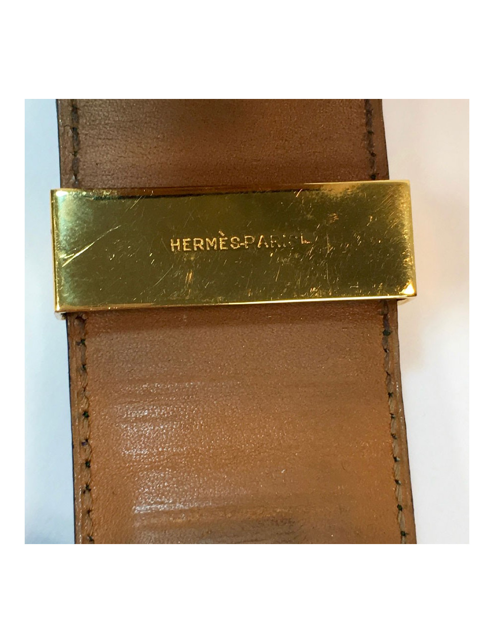  HERMES Collier de Chien cuff bracelet in green emerald crocodile
