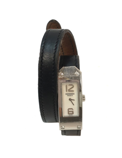 Montre HERMES bracelet double cuir noir