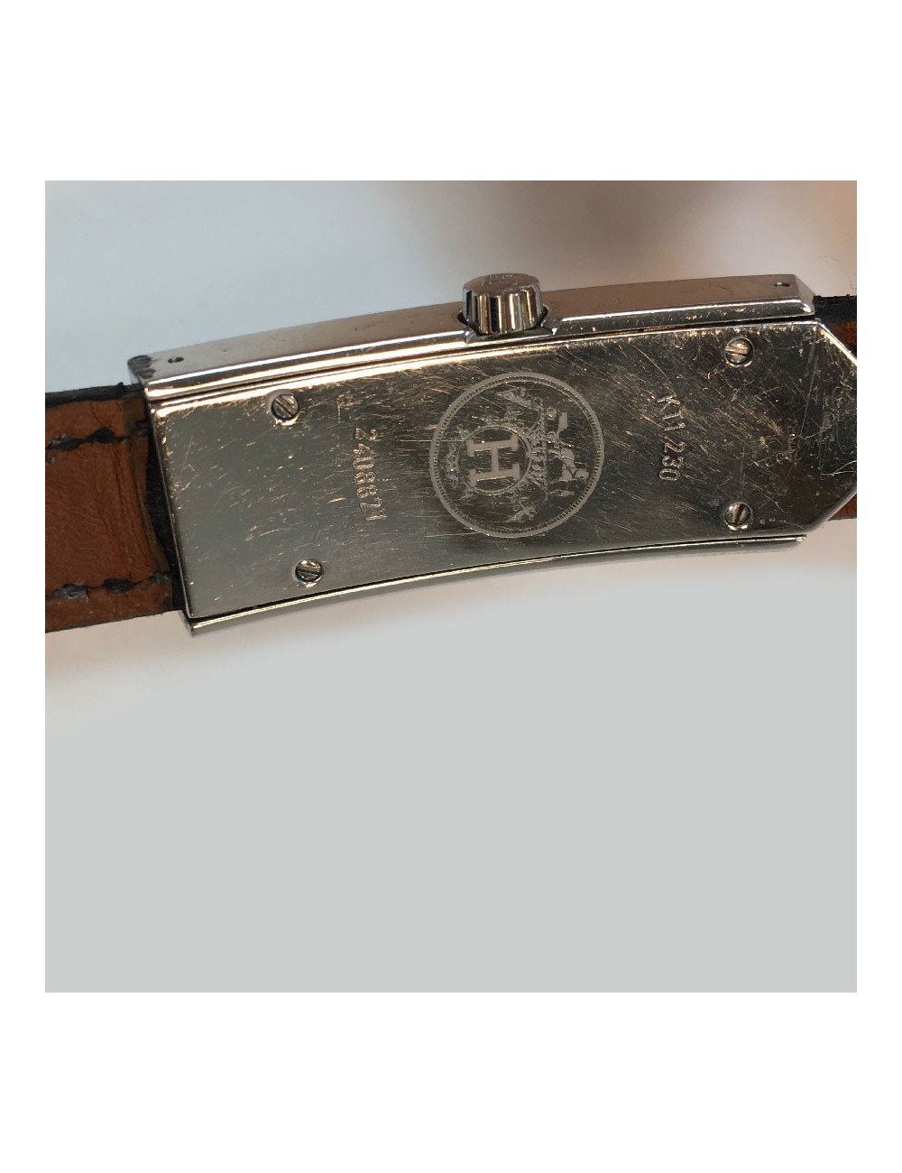 Montre HERMES Kelly II double tour en cuir noir