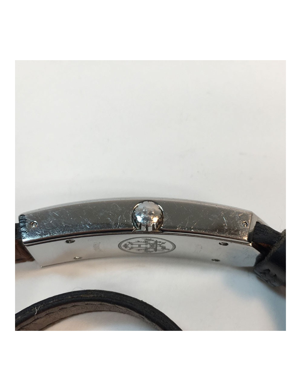 Montre HERMES bracelet double cuir noir