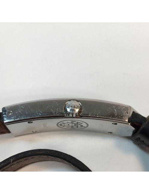 Montre HERMES Kelly II double tour en cuir noir