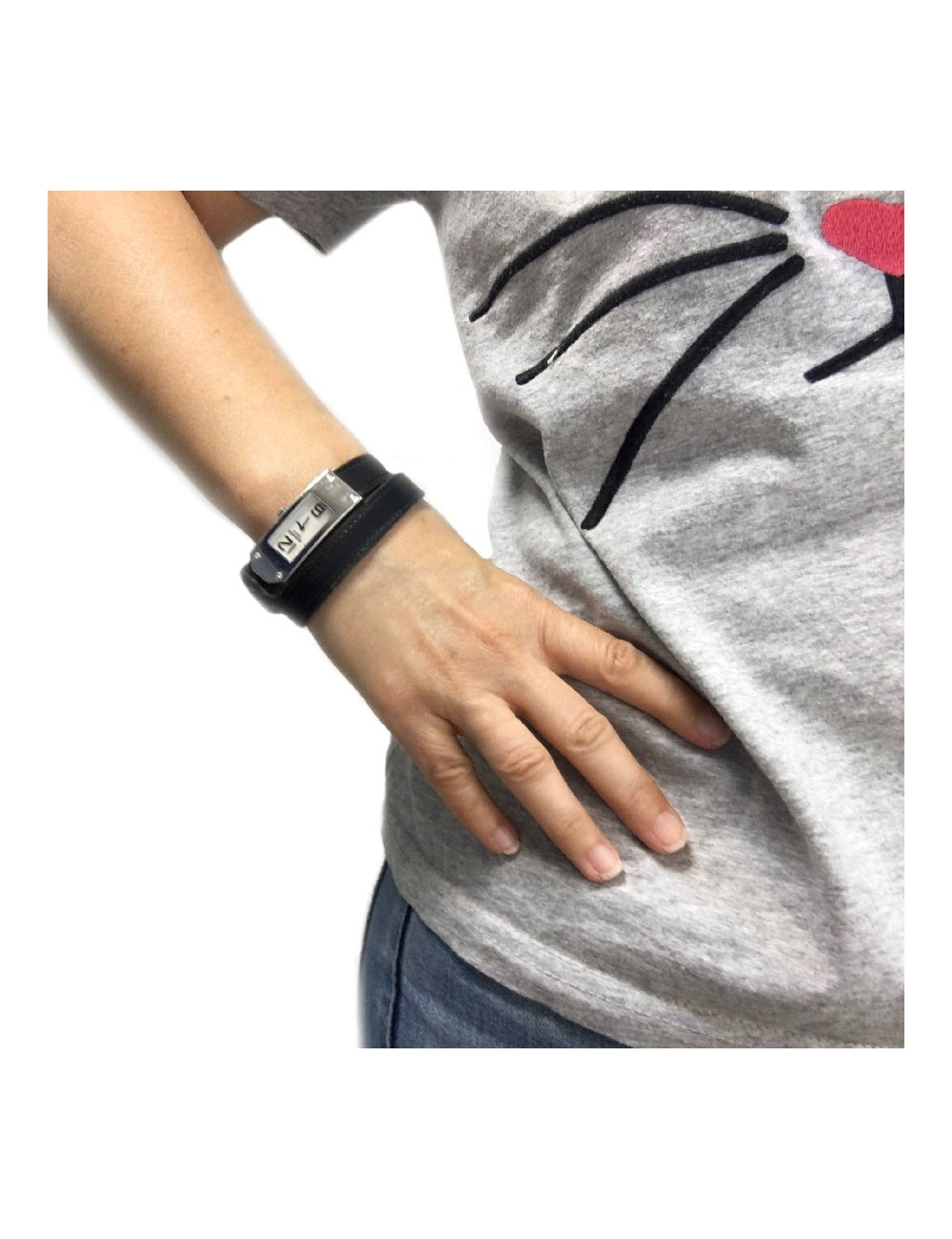 Montre HERMES Kelly II double tour en cuir noir