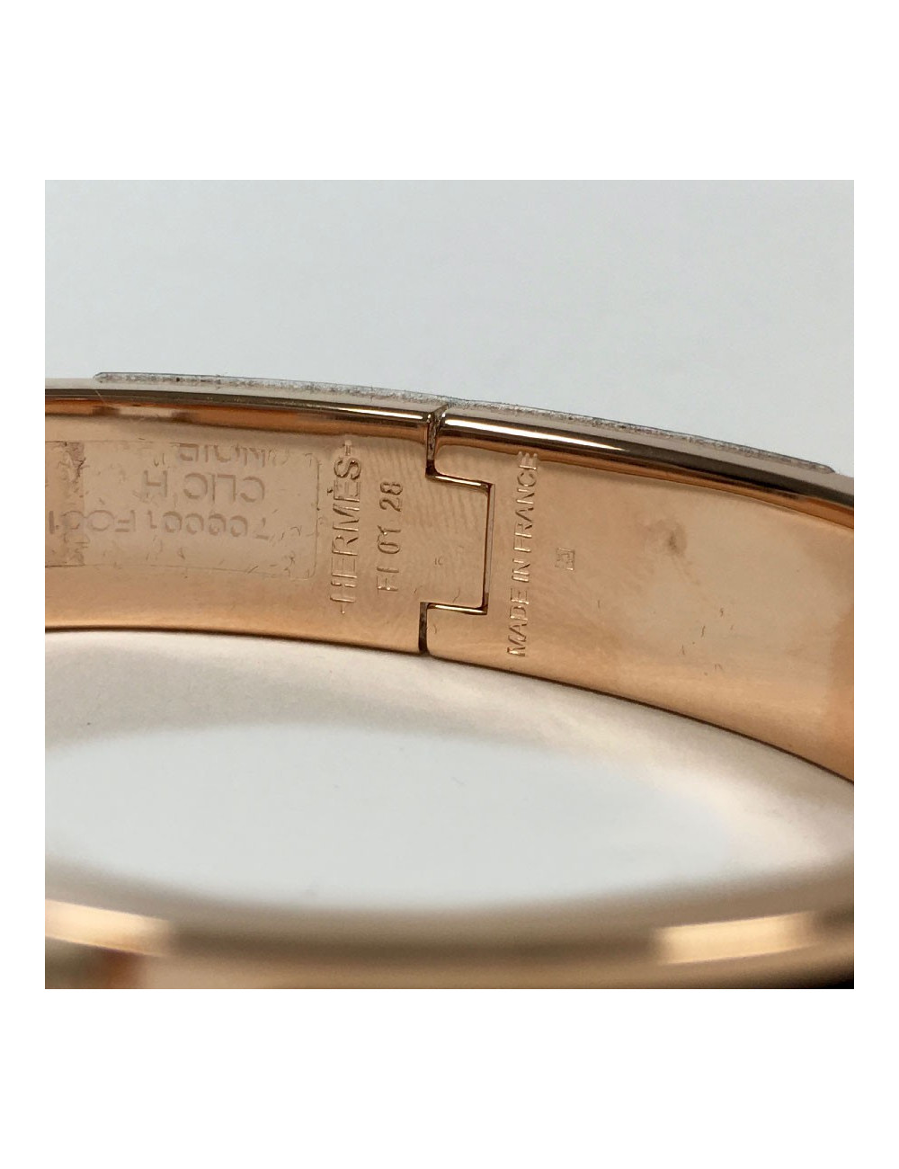 Bracelet Clic Clac HERMES émail noir et métal rose