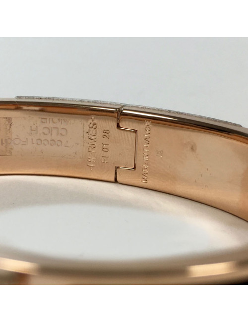 Bracelet Clic Clac HERMES émail noir et métal rose