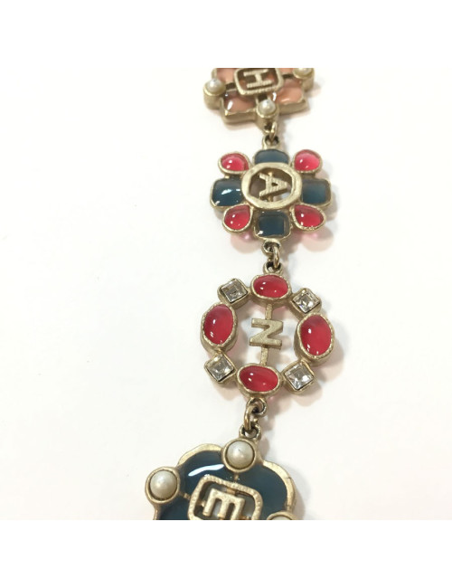 Sautoir/ Ceinture CHANEL métal et pâte de verre