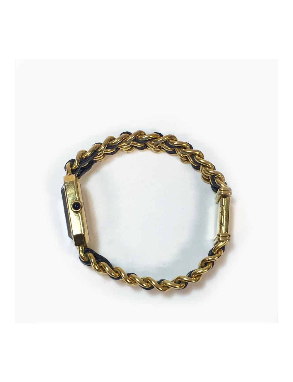 Montre Première CHANEL plaqué or et cuir noir