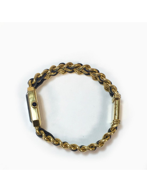 Montre Première CHANEL plaqué or et cuir noir