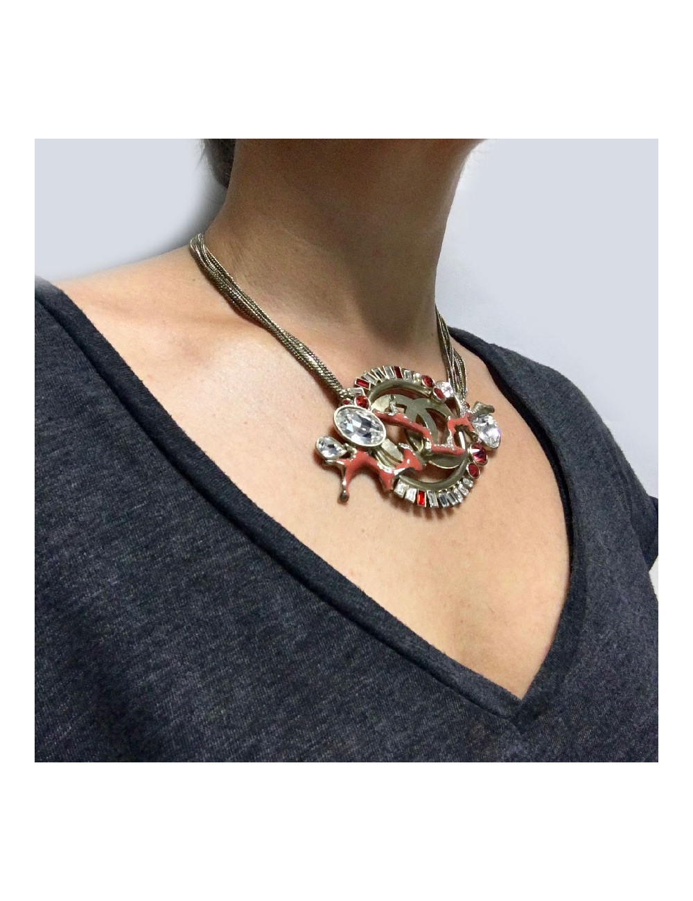 CHANEL chains and coral necklace