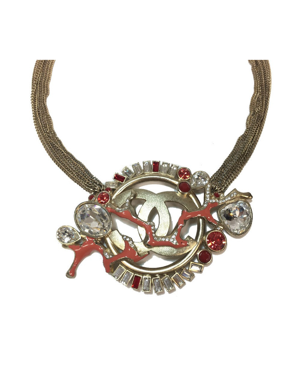CHANEL chains and coral necklace