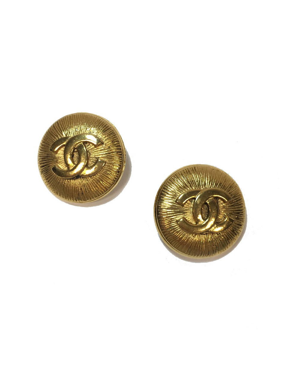 Boucles d'oreille clips CHANEL vintage en métal doré