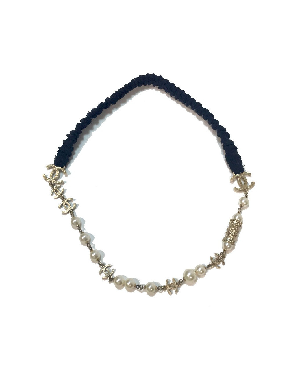 Bijou de tête CHANEL perles et métal doré