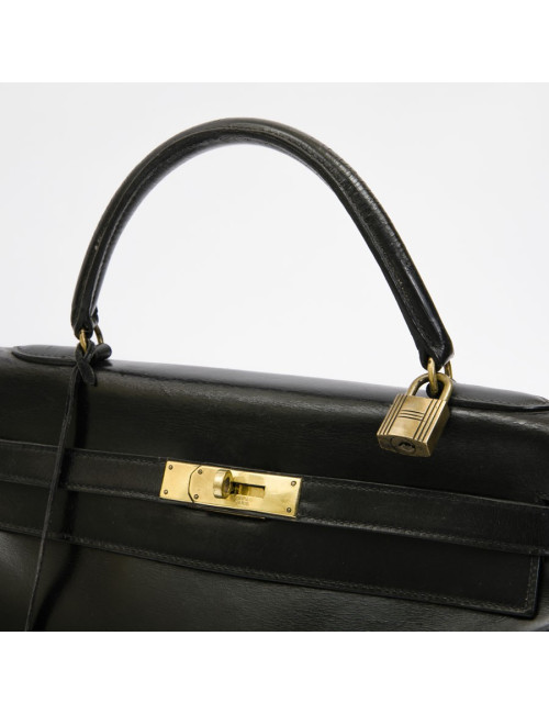 HERMES vintage Kelly 32 bag in black box leather
