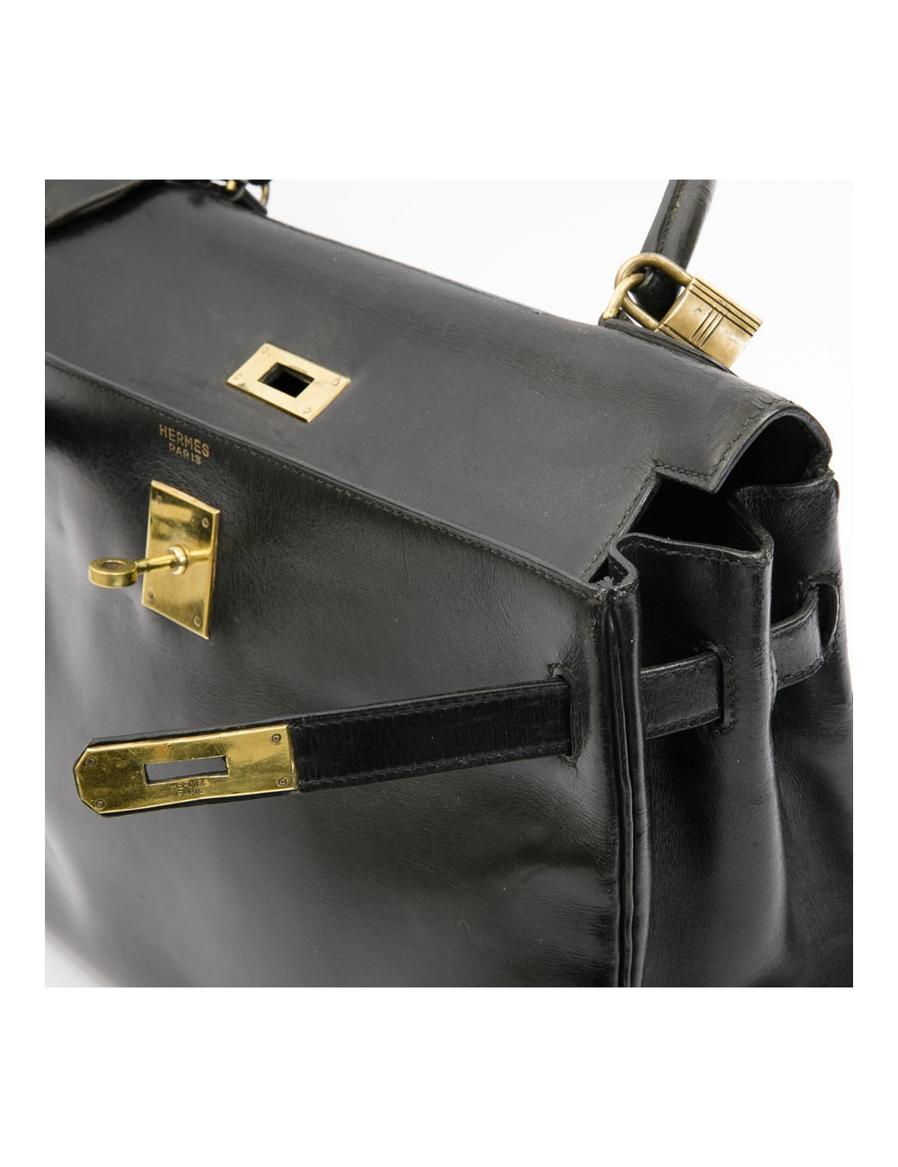  Kelly 32 HERMES Vintage box noir