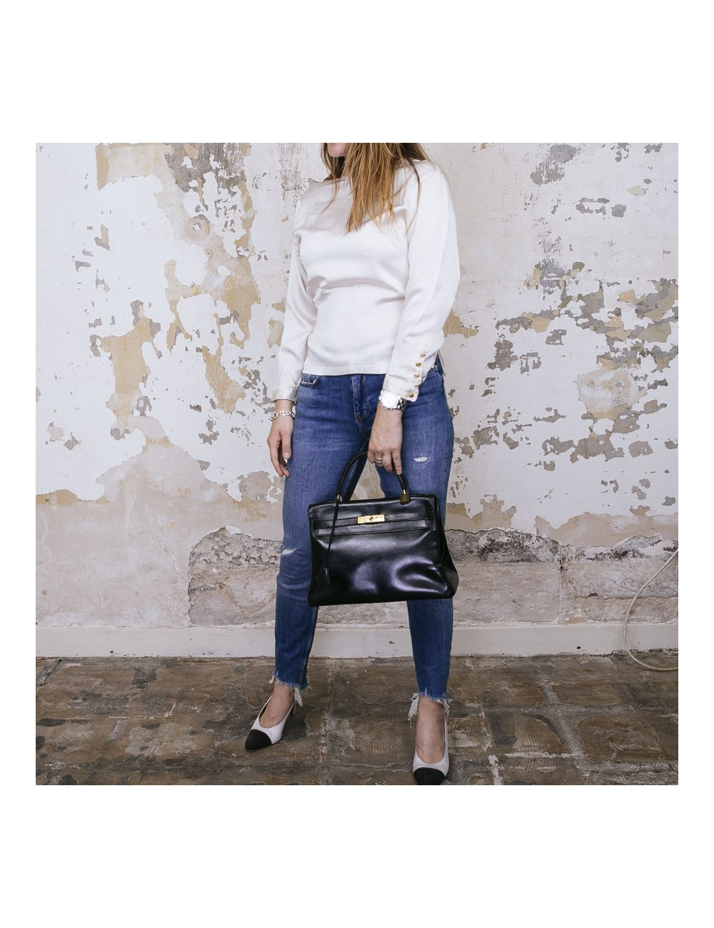  Kelly 32 HERMES Vintage box noir