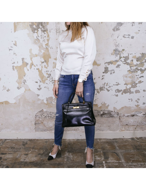 HERMES vintage Kelly 32 bag in black box leather