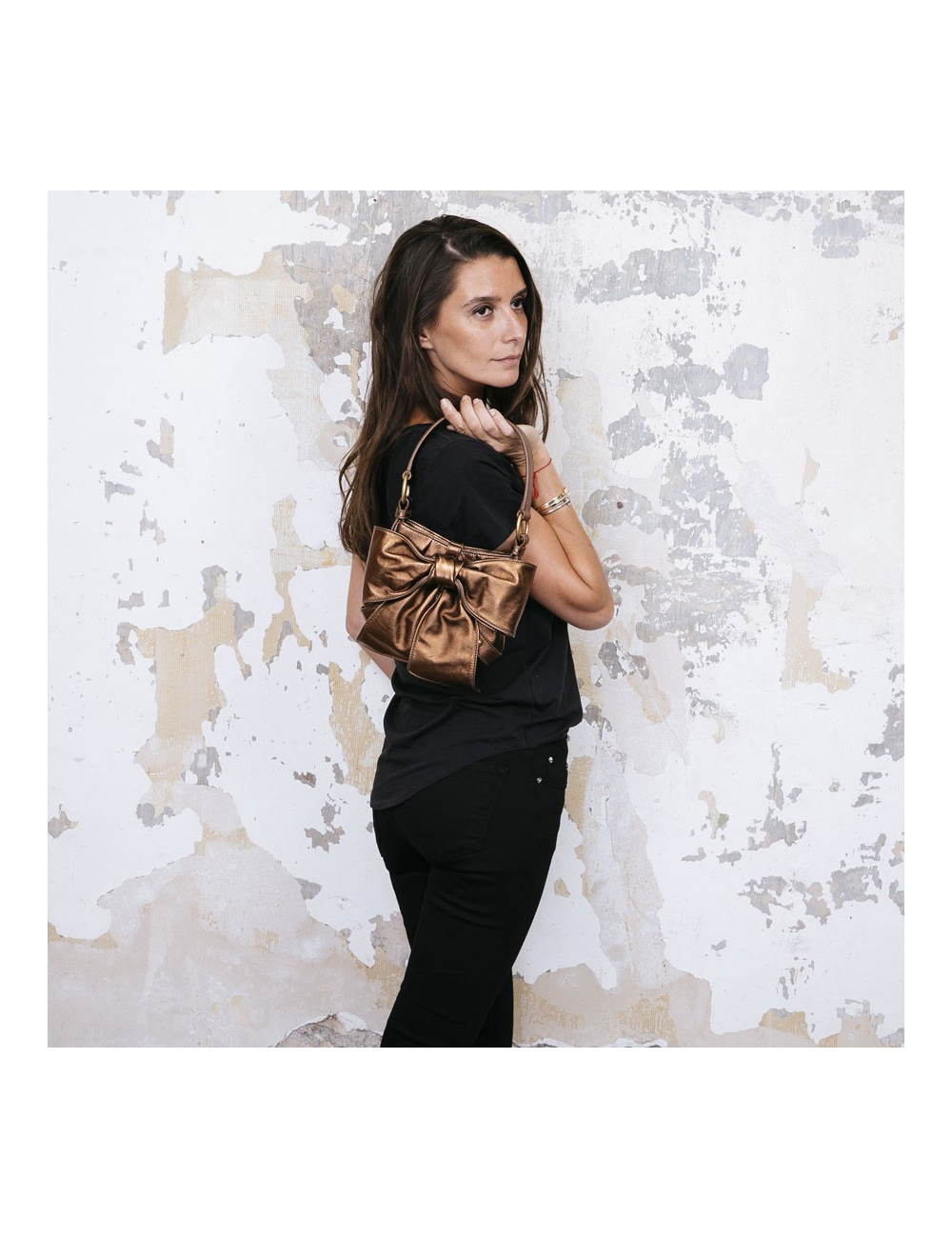 Sac "Bow" YSL SAINT LAURENT en cuir cuiviré 