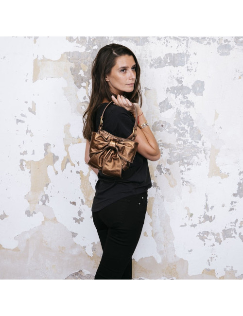 Sac "Bow" YSL SAINT LAURENT en cuir cuivré