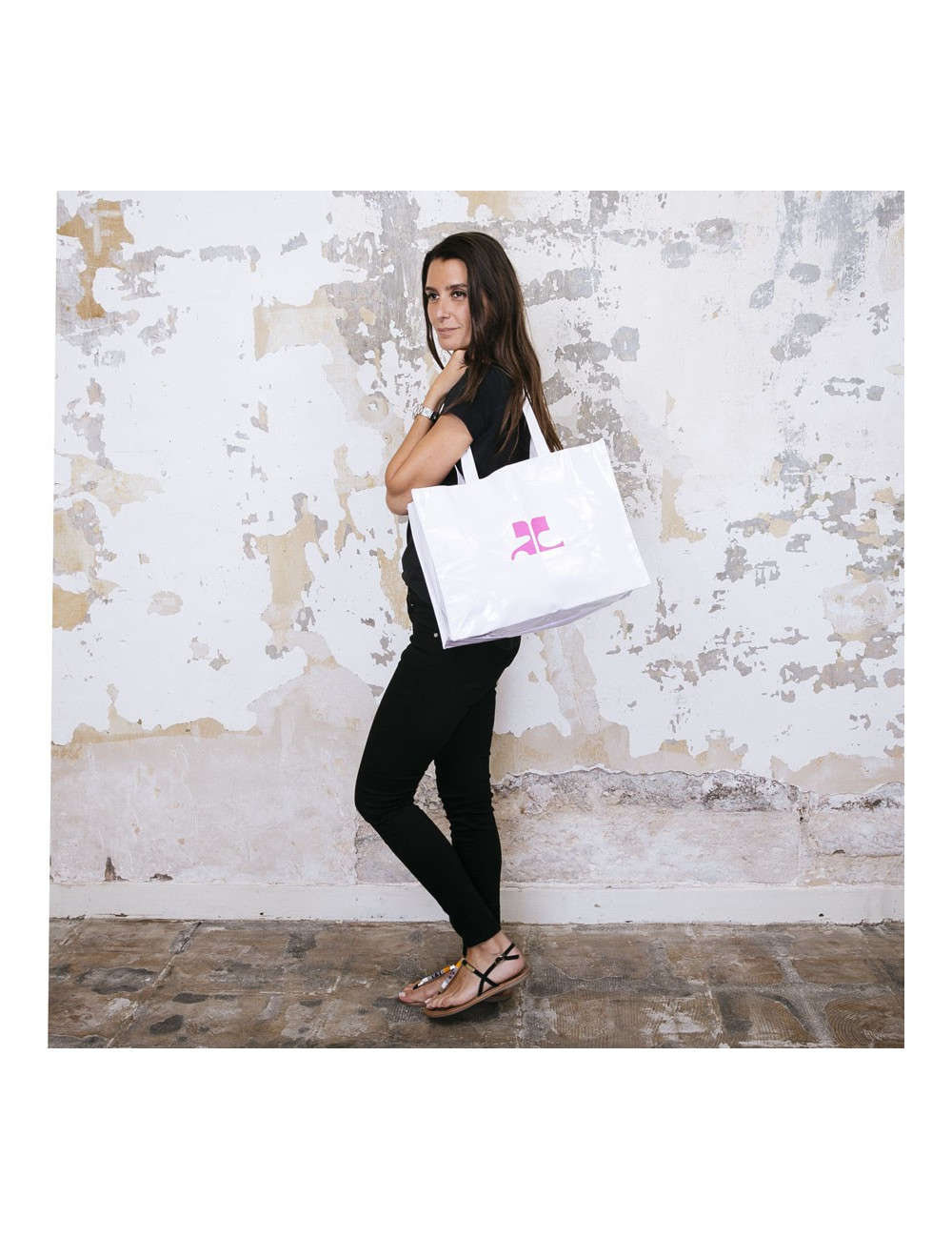 Cabas COURREGES en toile blanc