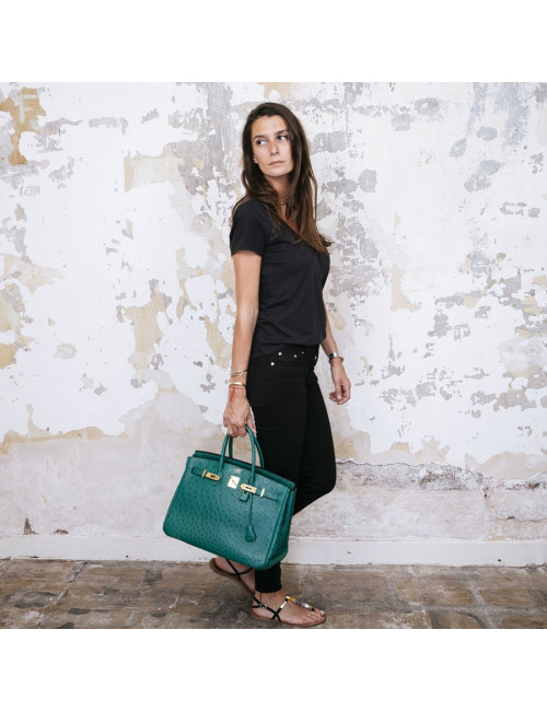 Birkin 35 HERMES en autruche vert
