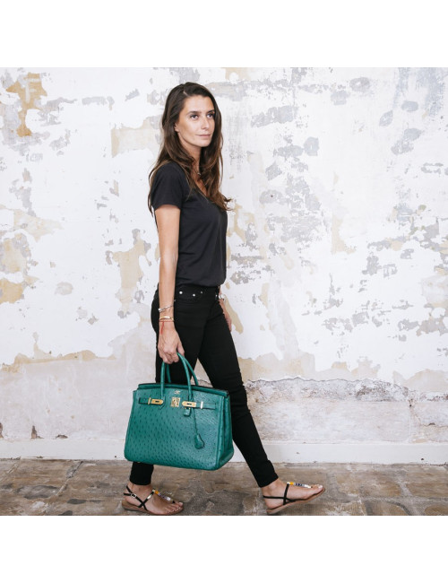 Birkin 35 HERMES en autruche vert