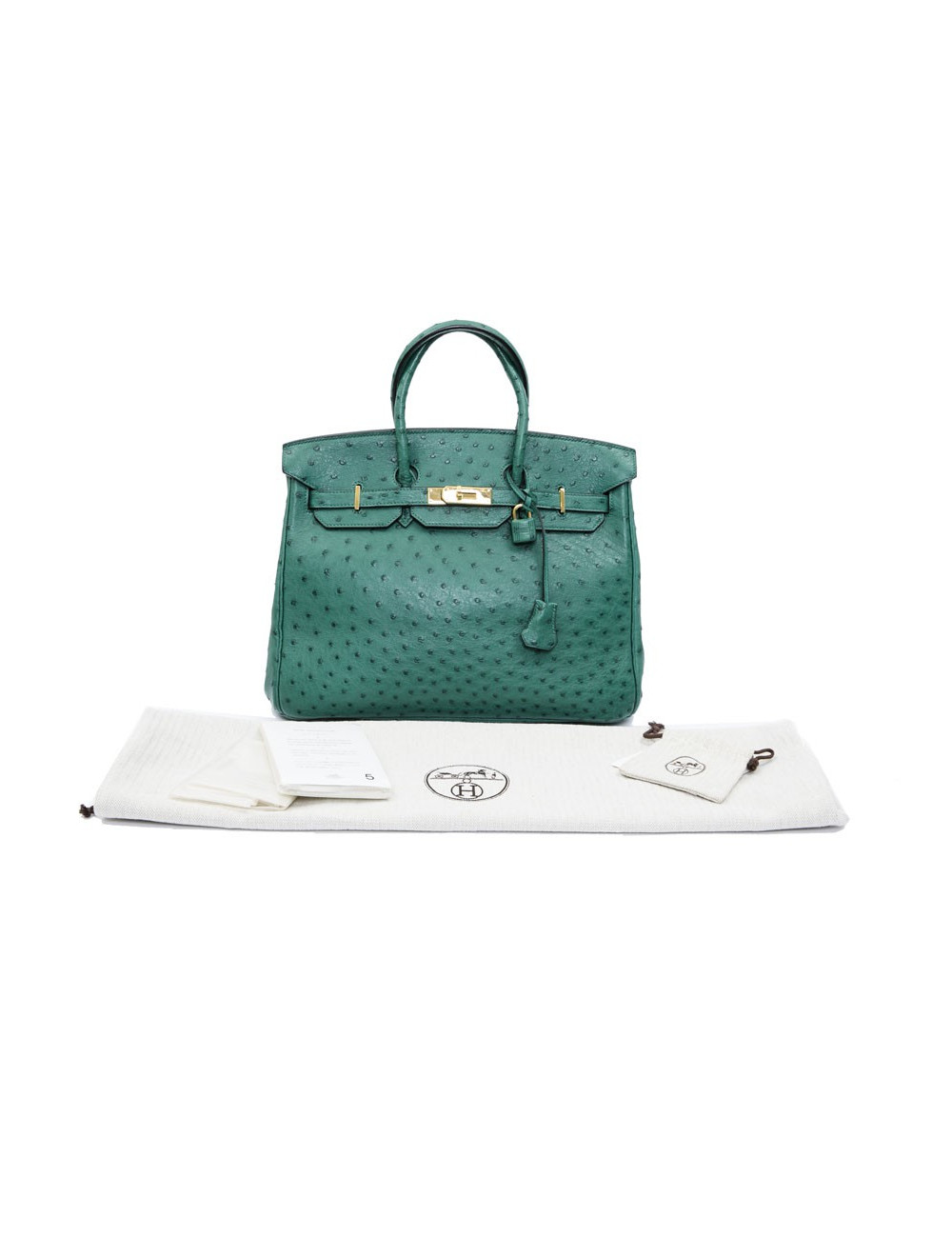 Birkin 35 HERMES en autruche vert