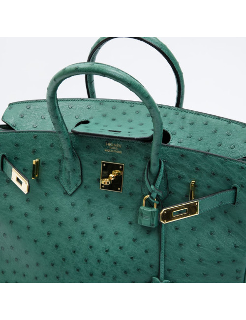Birkin 35 HERMES en autruche vert