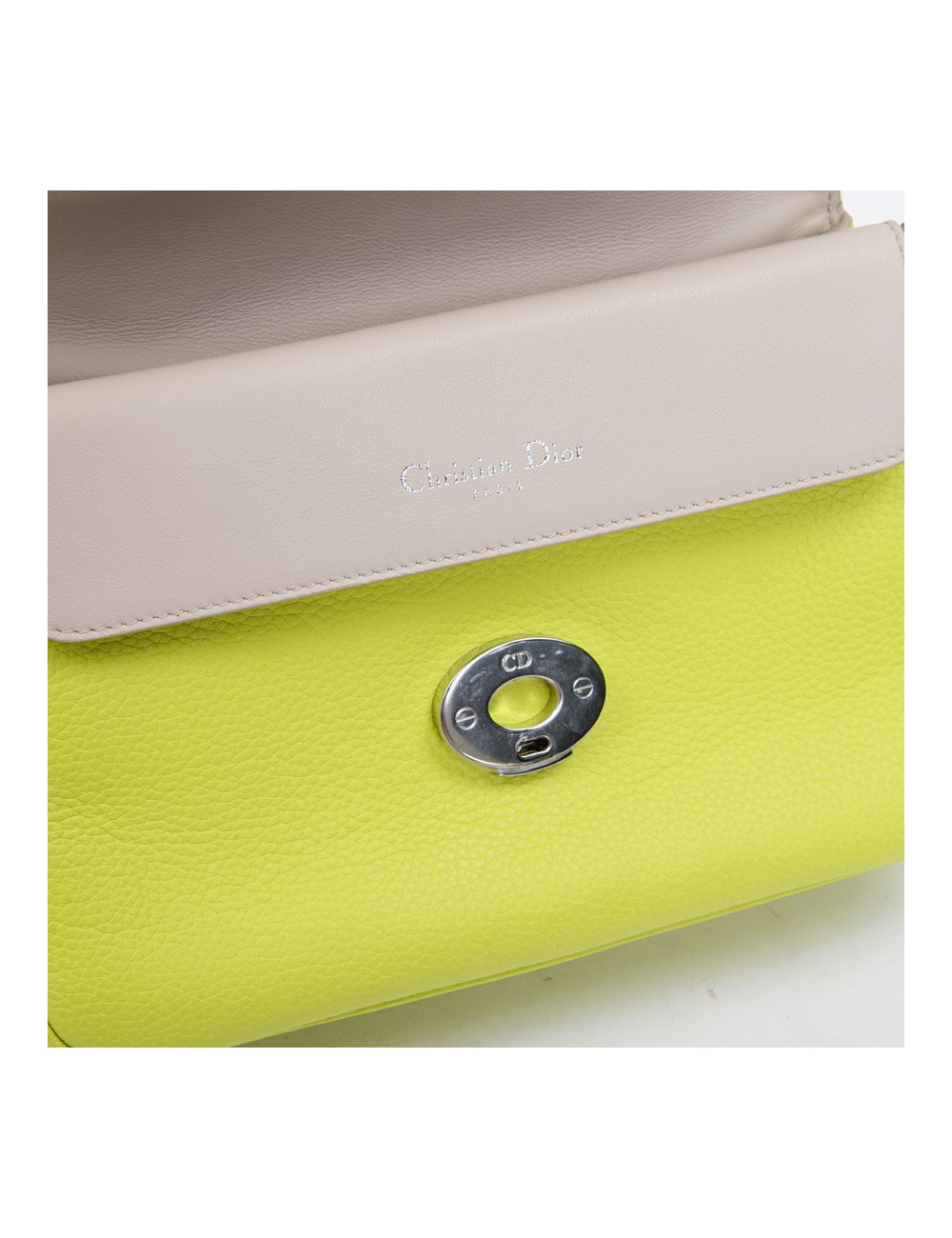 CHRISTIAN DIOR 'Be Dior' bag in acid green taurillon leather