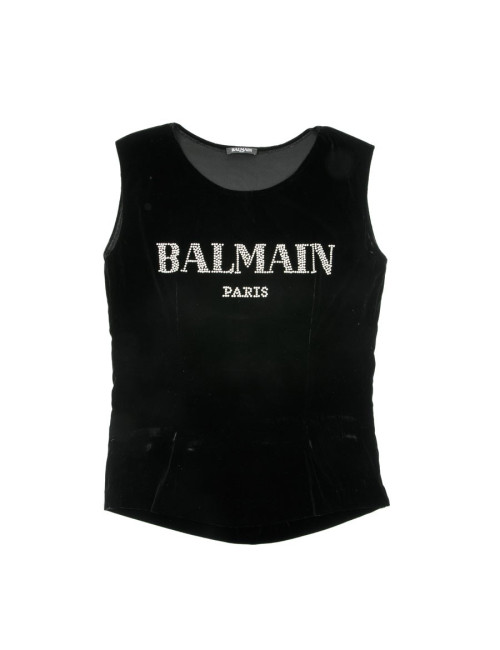 Tee-shirt BALMAIN en velours stretch noir T38