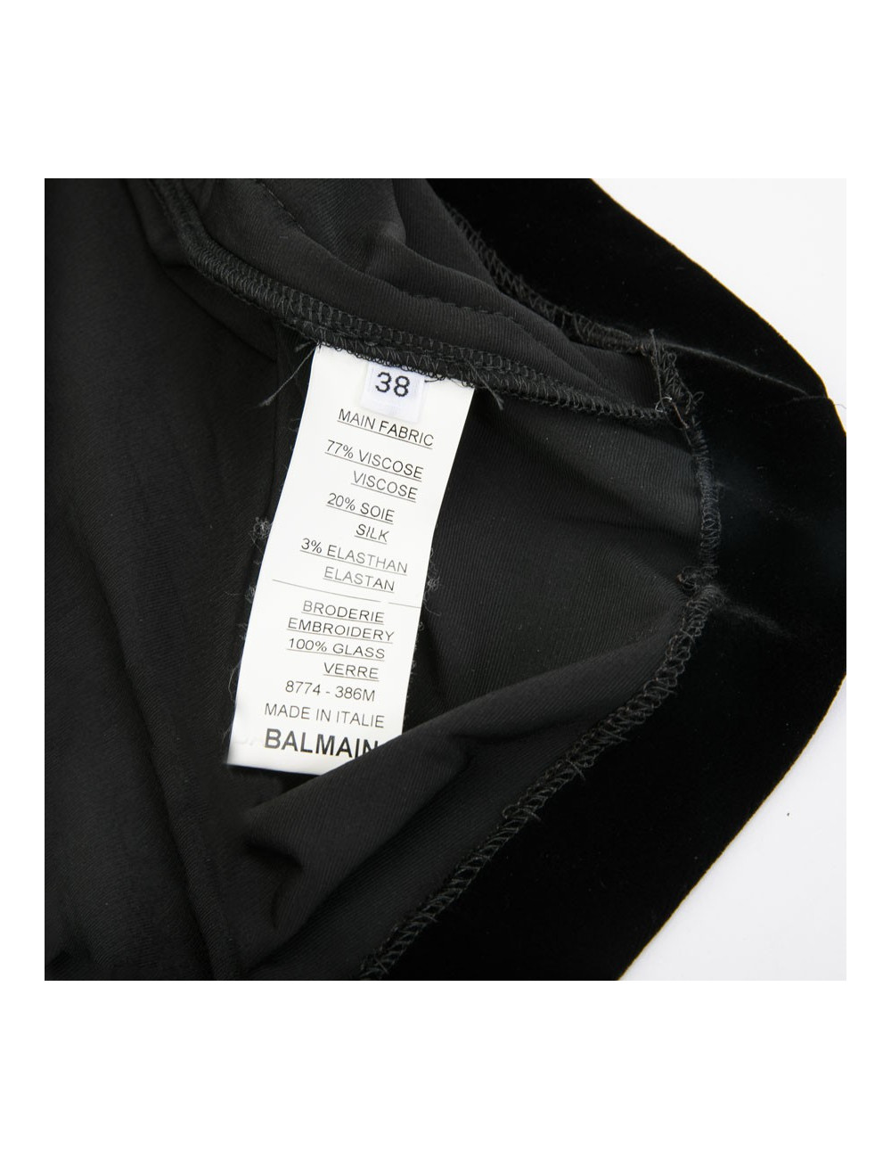 Tee-shirt BALMAIN en velours stretch noir T38