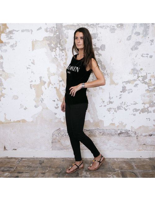 Pull BALMAIN en velours stretch noir