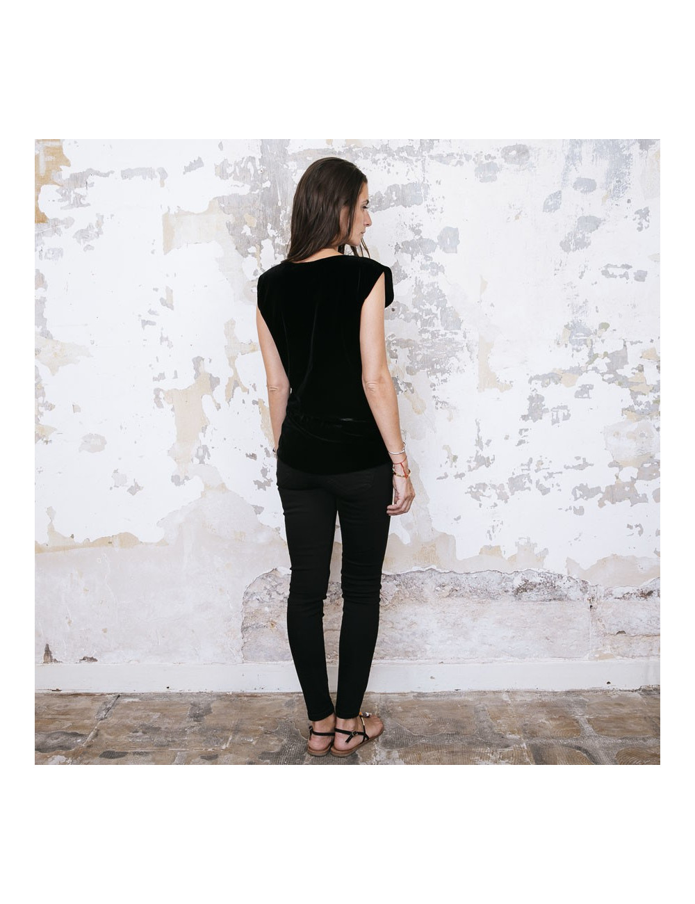 Tee-shirt BALMAIN en velours stretch noir T38