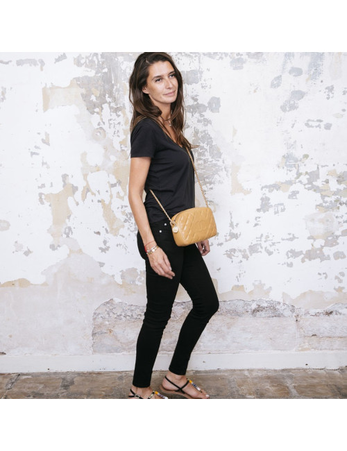 CHANEL camera bag in camel quilted leather