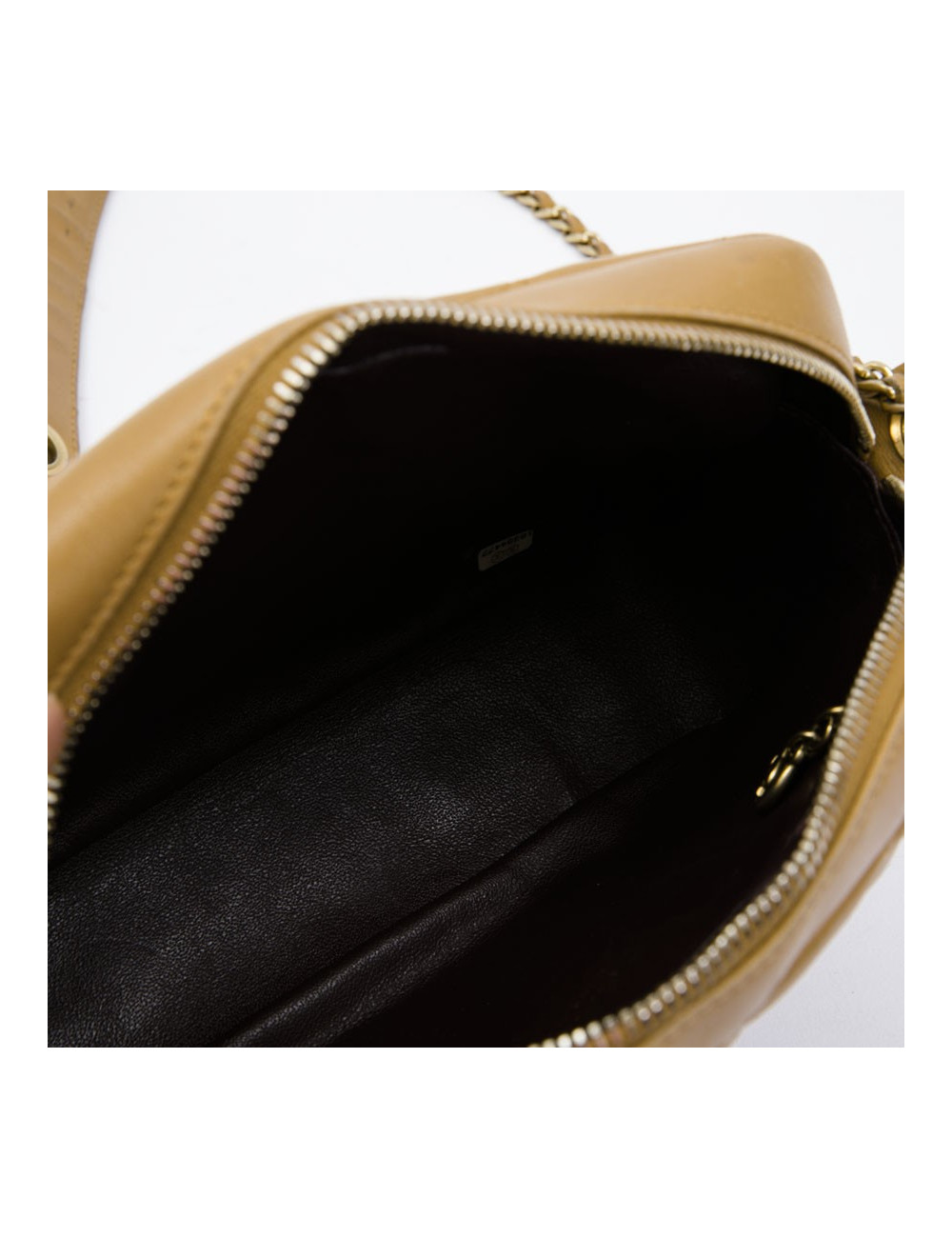 CHANEL camera bag in camel quilted leather