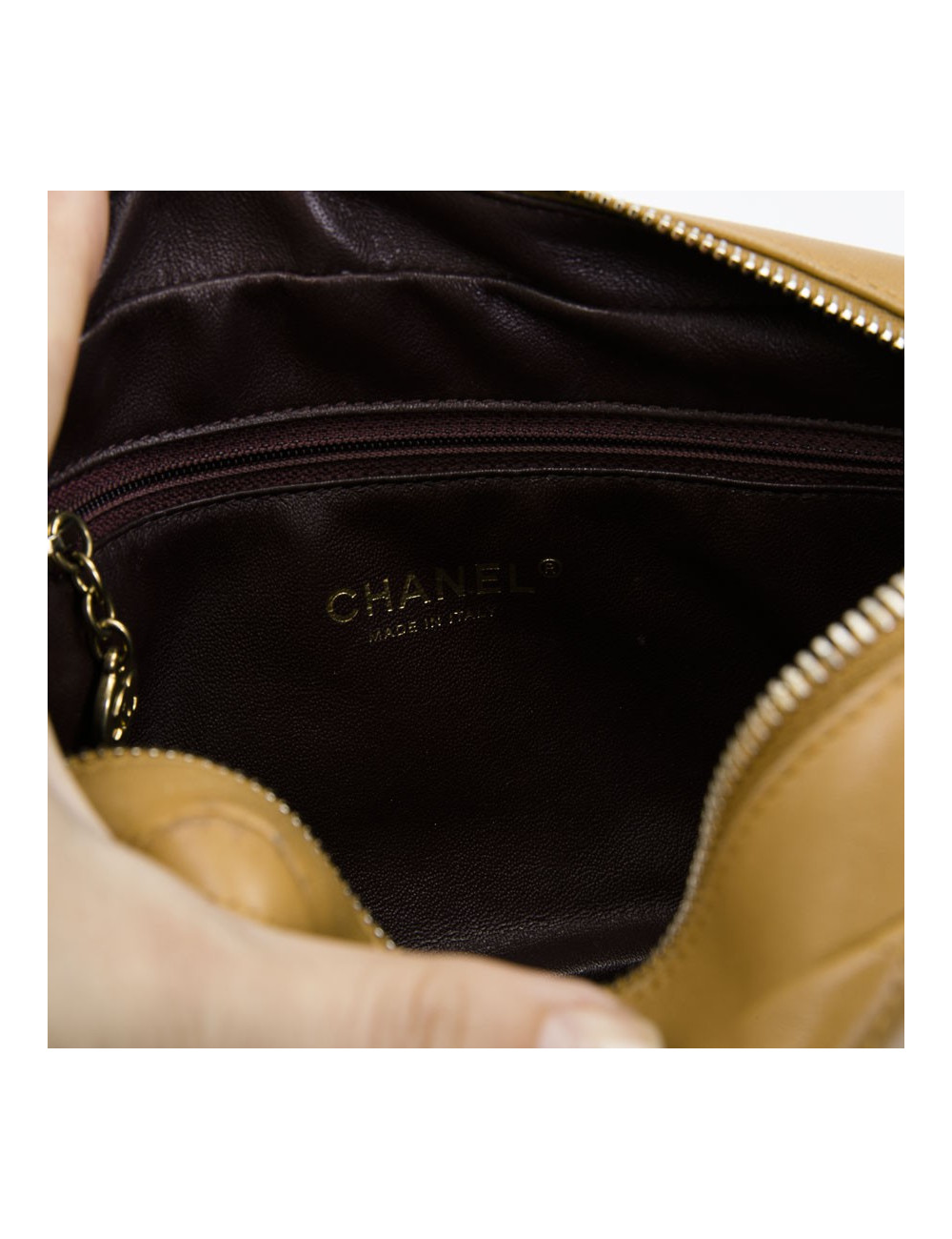 CHANEL camera bag in camel quilted leather