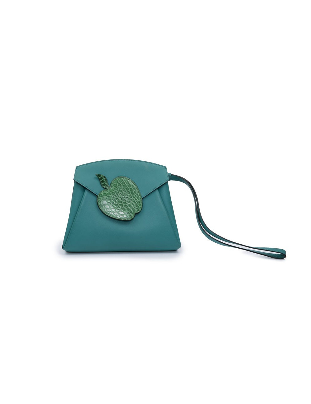 Sac HERMES Tutti frutti cuir bleu paon et vert menthe