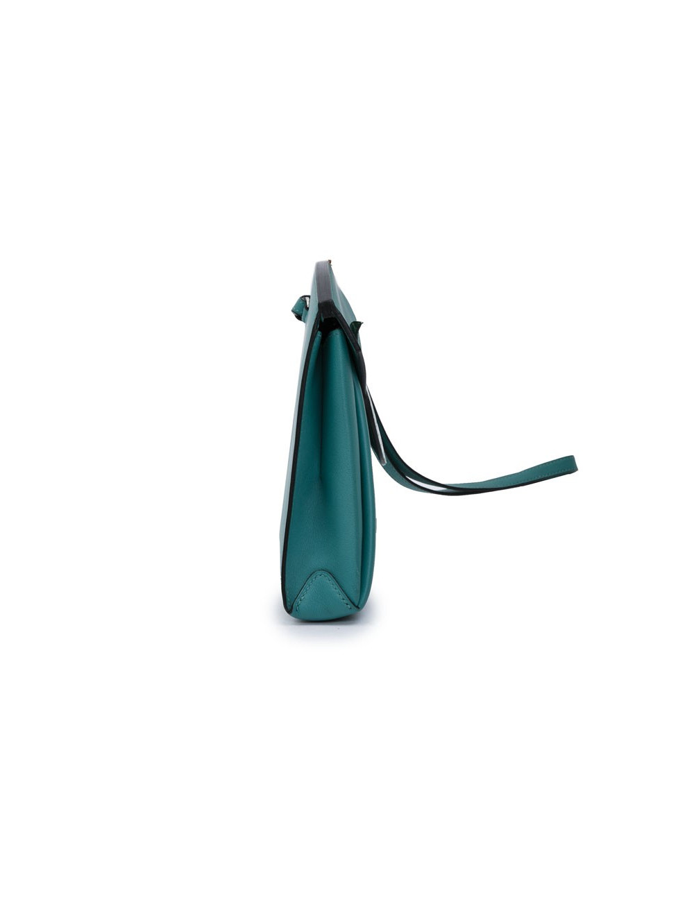 HERMES Tutti Frutti Hermail Bag in blue peacock tadelakt leather and green crocodile