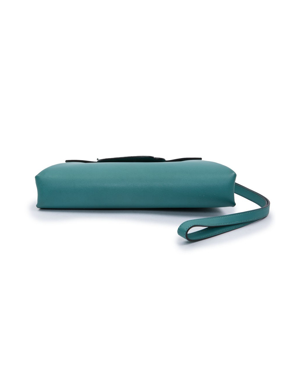 HERMES Tutti Frutti Hermail Bag in blue peacock tadelakt leather and green crocodile