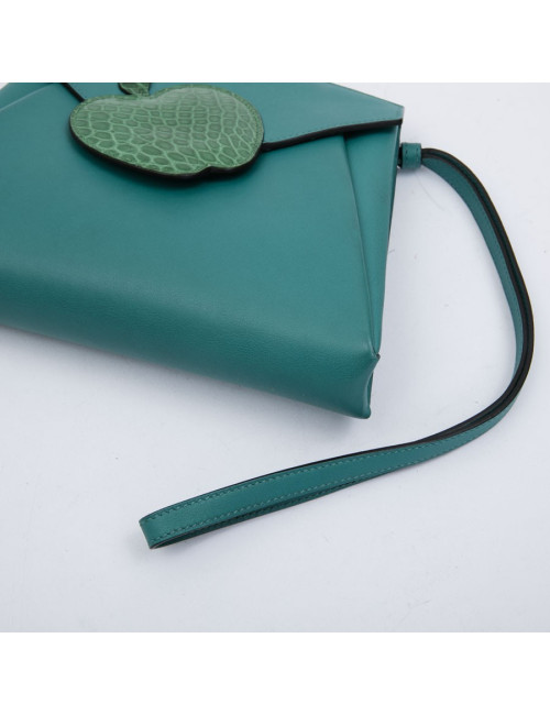 HERMES Tutti Frutti Hermail Bag in blue peacock tadelakt leather and green crocodile