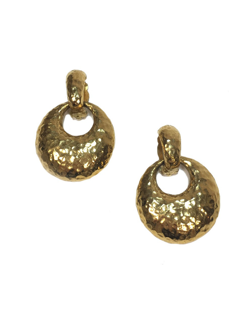 Boucles d'oreille clips YSL YVES SAINT LAURENT en métal doré