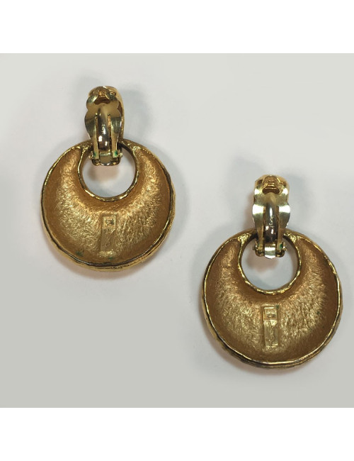 YSL YVES SAINT LAURENT vintage clip-on earrings in hammered gilded metal