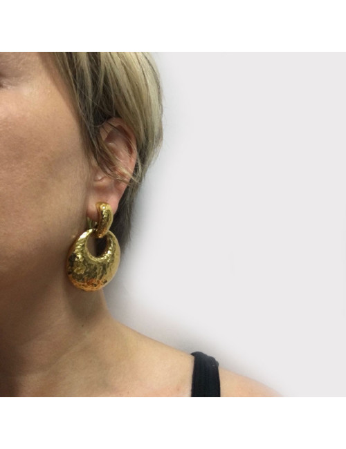 YSL YVES SAINT LAURENT vintage clip-on earrings in hammered gilded metal