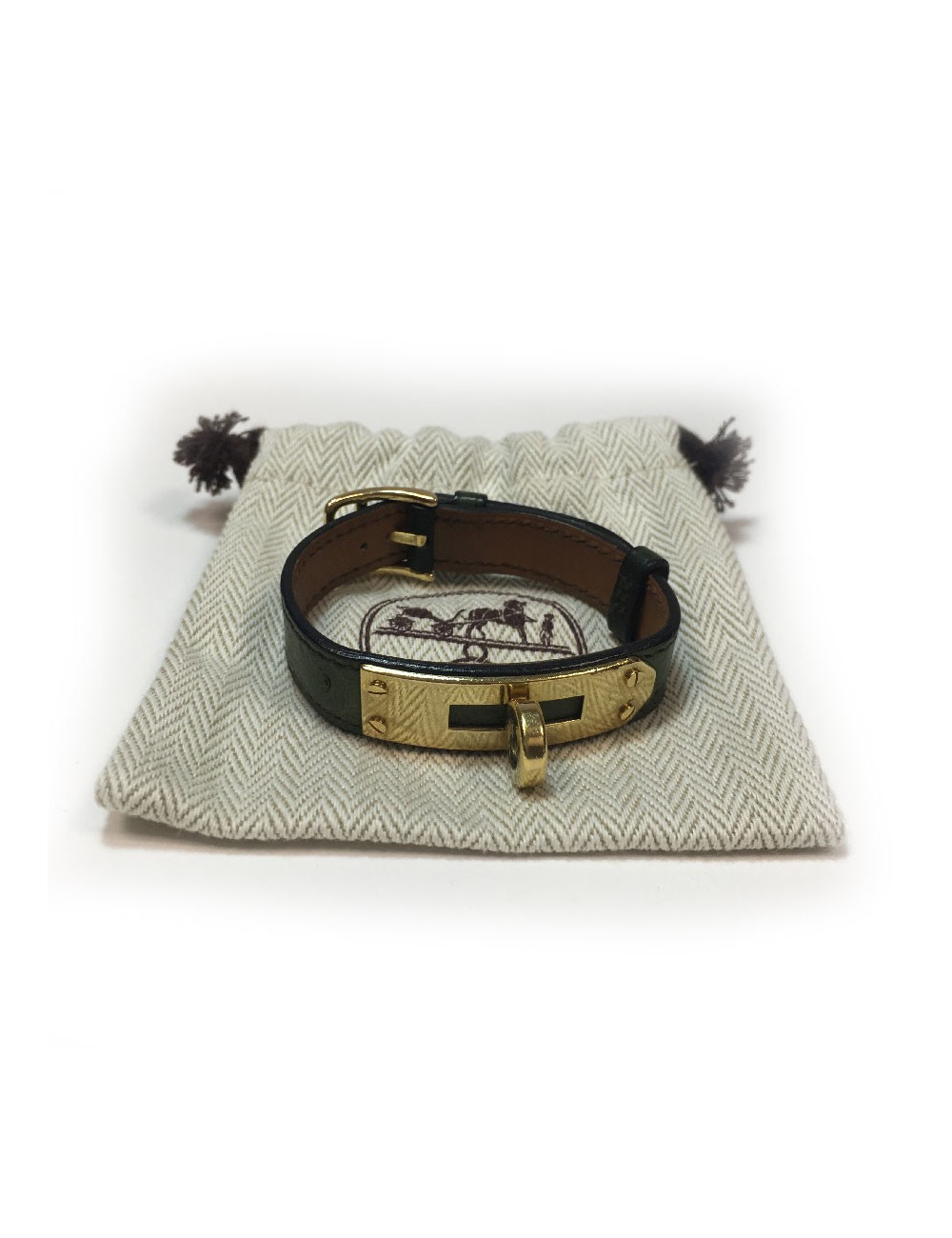 Bracelet Kelly HERMES autruche vert
