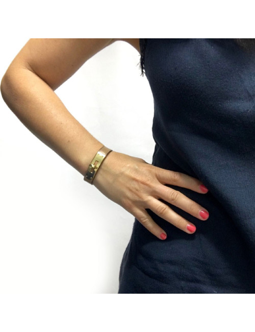 Bracelet Kelly HERMES cuir beige