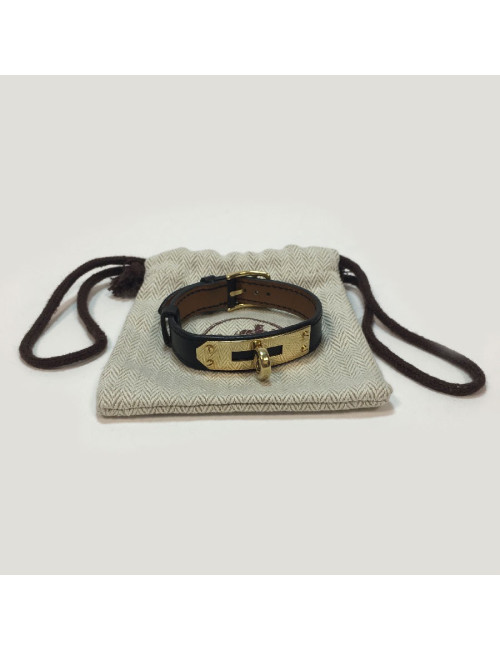 Bracelet Kelly HERMES cuir box noir